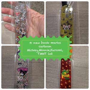 Hand Crafted Cartoon Bookmarks Set - Brown, Green, Black, Red
